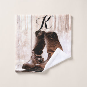 Personalised Wash Cloth boots country rustic weste