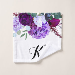 Personalised Wash Cloth Lavender Hibiscus on White