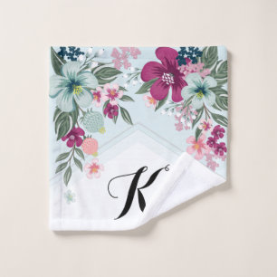 Personalised Wash Cloth Tropical Flowers on Blue O