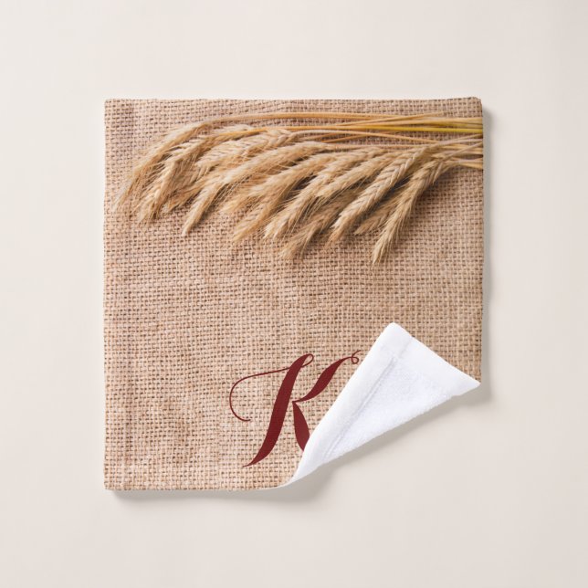 Personalised Wash Cloth Wheat on Burlap Sack Count (Wash Cloth)