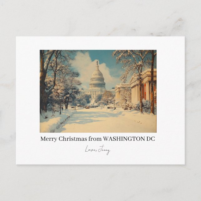 Personalised Washington DC Merry Christmas Holiday Postcard (Front)
