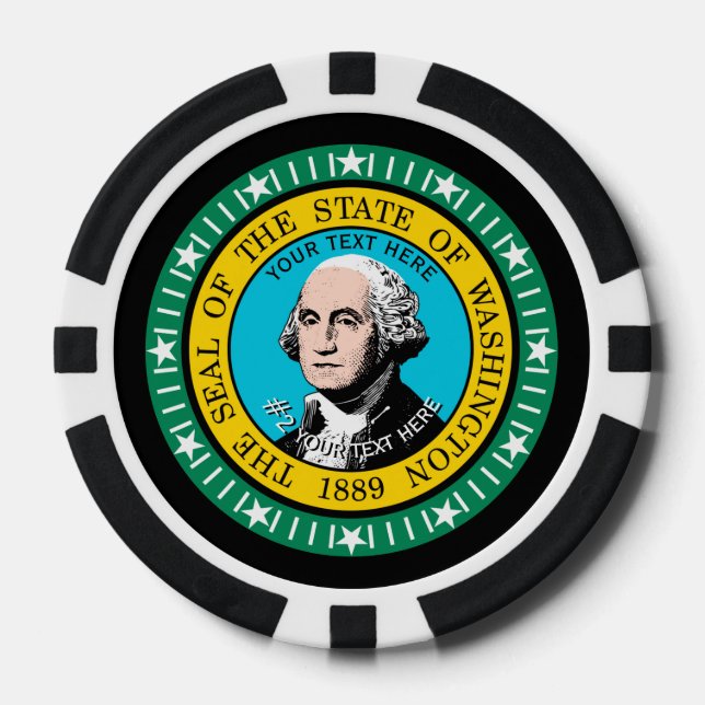 Personalised Washington State Flag on a Poker Chips (Front)
