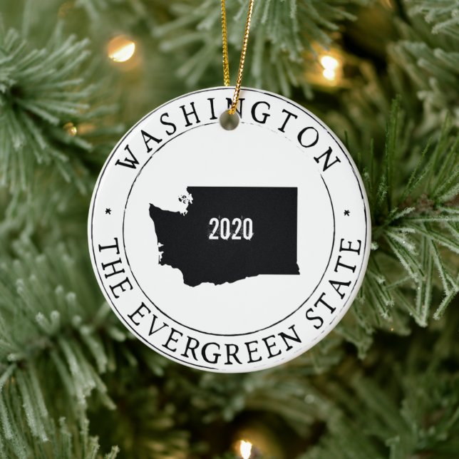 Personalised Washington State Ornament! Ceramic Tree Decoration (Tree)