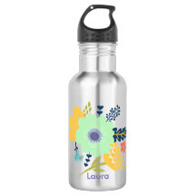 Personalised water bottle with flower design