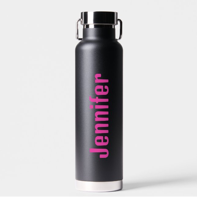 Personalised Water Bottle with Pink Custom Name  (Front)