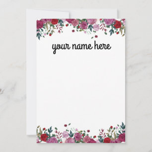 Personalised Water Colour Floral Notecards