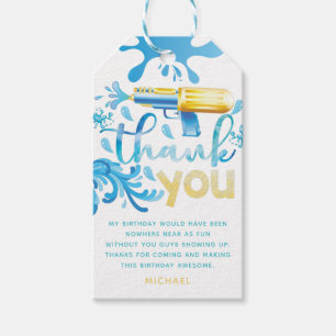 Personalised Water Gun Summer Birthday Thank you Gift Tags