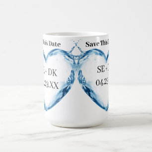 Personalised Water Heart Save This Date Coffee Mug