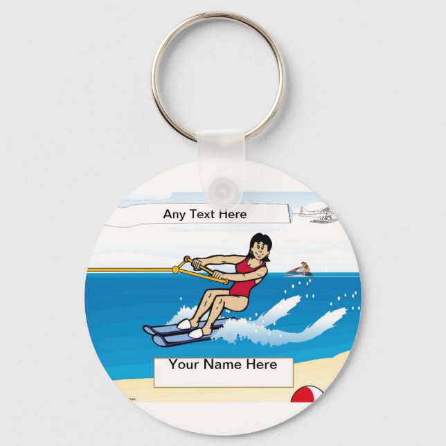 Personalised Water Skier  Key Ring (Front)