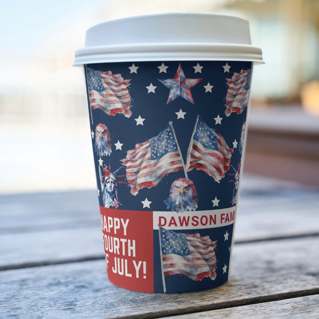 Personalised watercolor 4th of July Paper Cups (Creator Uploaded)