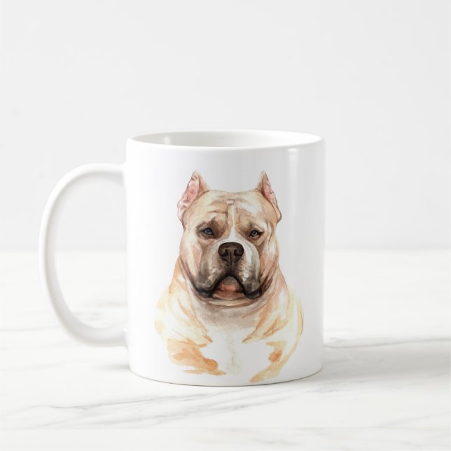 Personalised Watercolor American Bully dog Coffee Mug (Left)