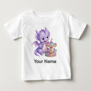 Personalised Watercolor Baby Dragon Carousel T-Shirt