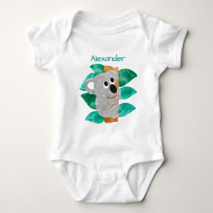 Personalised Watercolor Baby Koala Bear Animal Baby Bodysuit