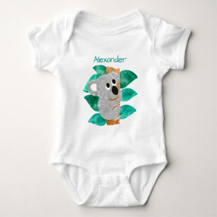Personalised Watercolor Baby Koala Bear Animal Bodysuit