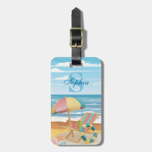 Personalised Watercolor Beach Ocean Themed Travel Luggage Tag