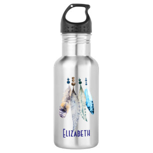 Personalised Watercolor Beads 'n Feathers 532 Ml Water Bottle