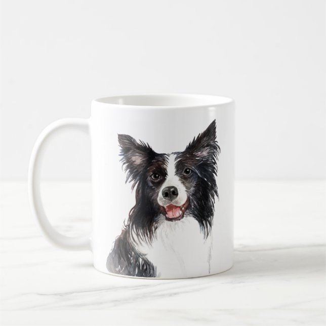 Personalised Watercolor Border Collie Coffee Mug (Left)