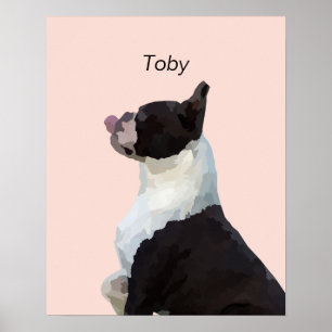 Personalised Watercolor Boston Terrier Dog Poster