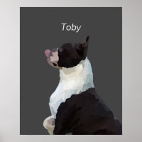 Personalised Watercolor Boston Terrier Dog Poster