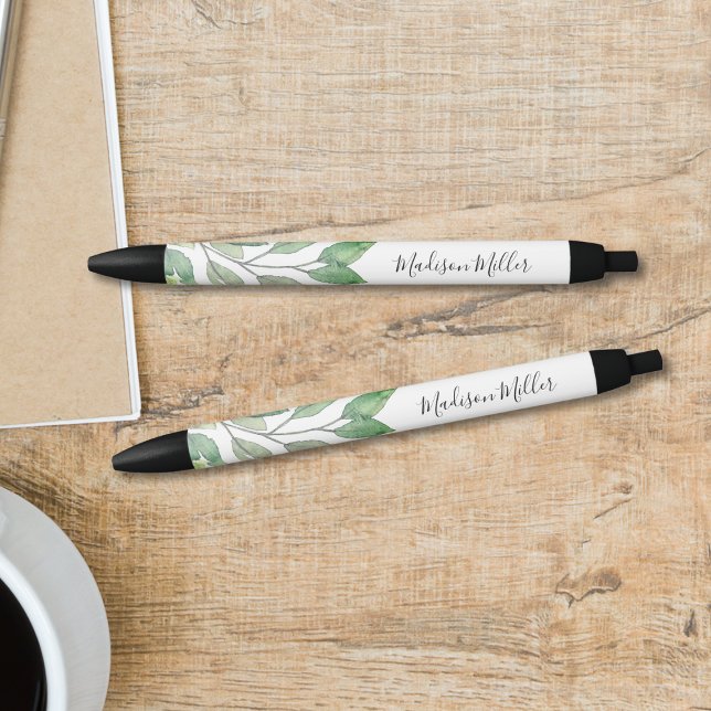 Personalised Watercolor Botanical Black Ink Pen (Creator Uploaded)