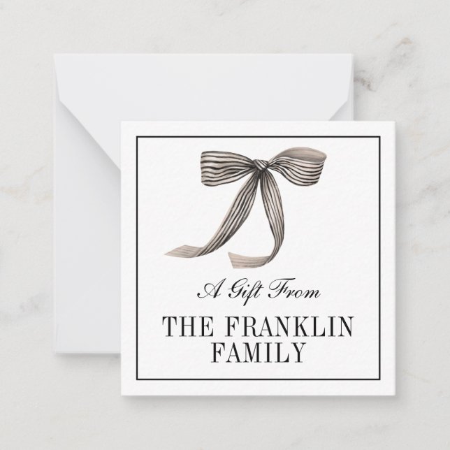 Personalised Watercolor Bow FAMILY Gift Enclosure Card (Front)