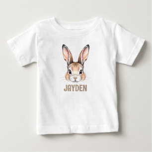 Personalised Watercolor Bunny Face Cute Rabbit Baby T-Shirt