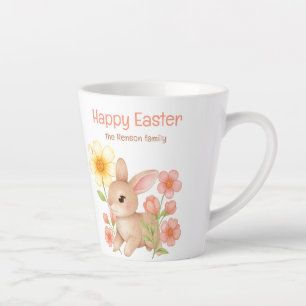 Personalised Watercolor Bunny Happy Easter  Latte Mug
