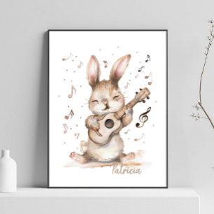 Personalised watercolor bunny nursery wall art