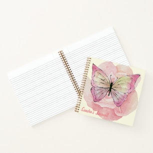Personalised Watercolor Butterflies and Flowers Notebook