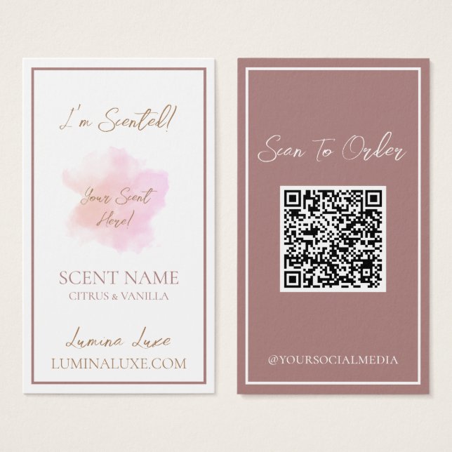 Personalised Watercolor Candle Scent Sampler Card (Front & Back)