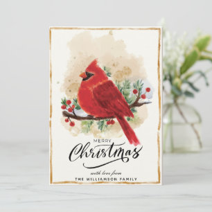 Personalised Watercolor Cardinal Christmas Card