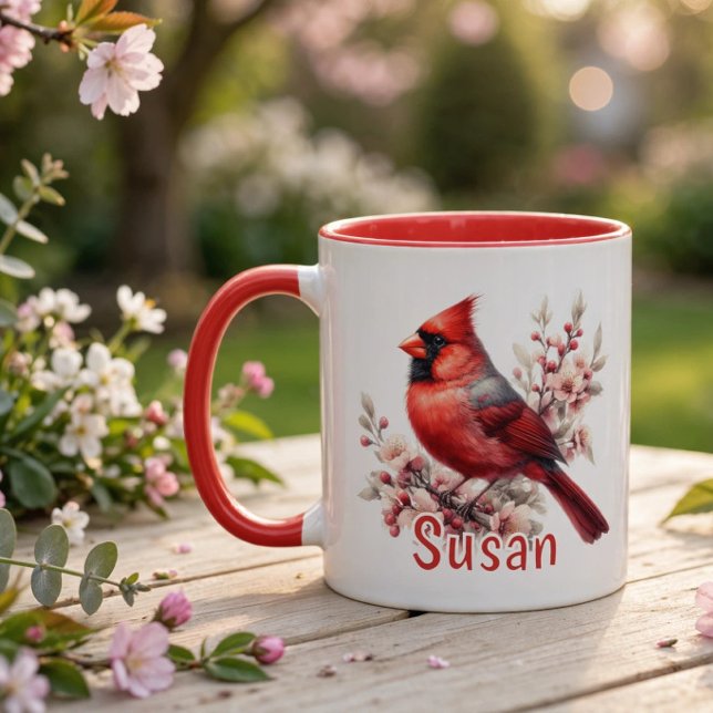 Personalised Watercolor Cardinal Mug (Personalized Watercolor Cardinal Mug)