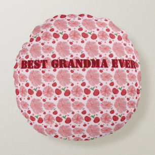 Personalised Watercolor Cherry Floral Pattern, Round Cushion