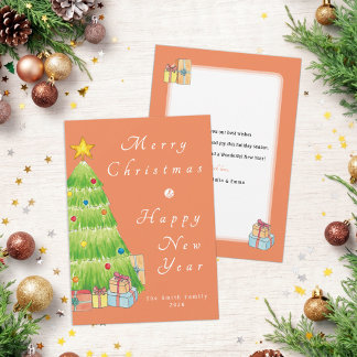 Personalised Watercolor Christmas and New Year Holiday Card