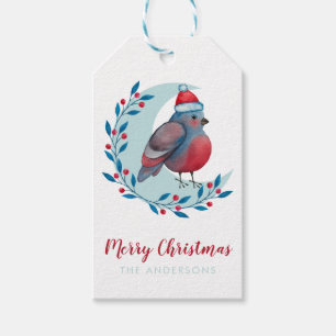 Personalised Watercolor Christmas Bird On Moon Gift Tags
