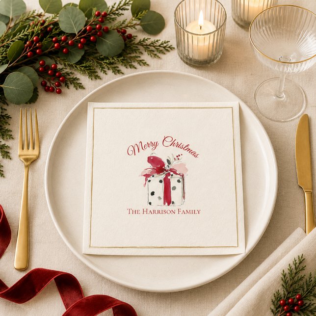 Personalised Watercolor Christmas Gift Napkin (Creator Uploaded)