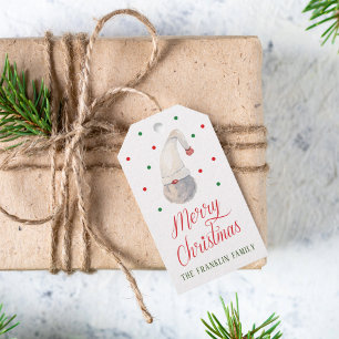 Personalised Watercolor Christmas Gnome Gift Tags