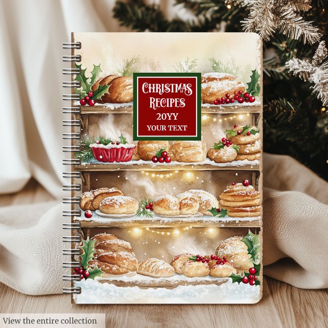 Personalised Watercolor Christmas Recipe Journal (Personalized Watercolor Christmas Recipe Journal)