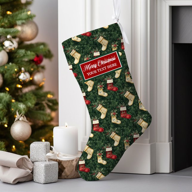 Personalised Watercolor Christmas Stocking Classic (Personalized Watercolor Christmas Stocking Classic Design)