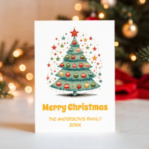 Personalised Watercolor Christmas Tree Holiday Card