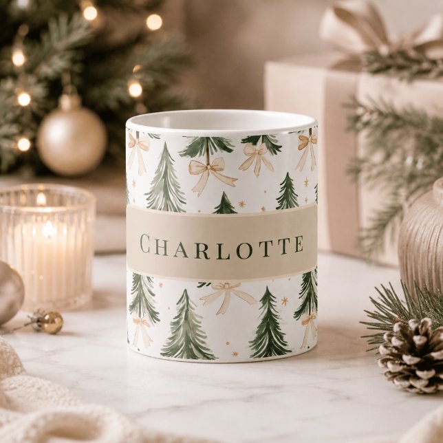 Personalised Watercolor Christmas Tree Name Mug (Creator Uploaded)
