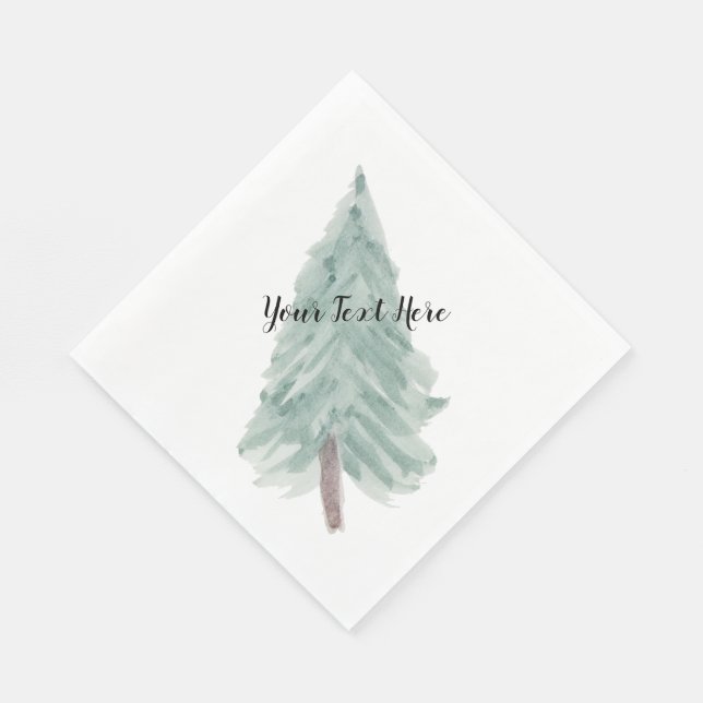 Personalised Watercolor Christmas Tree Napkin (Corner)