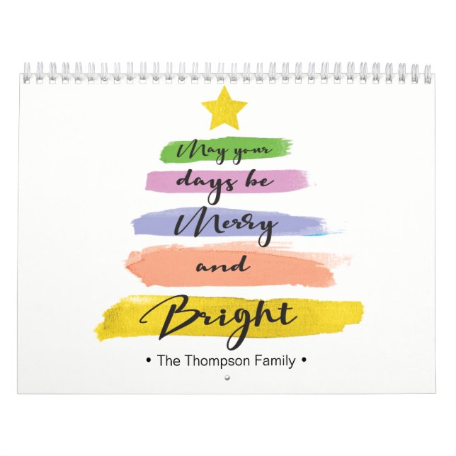 Personalised, Watercolor Christmas Tree, Photo Calendar (Cover)