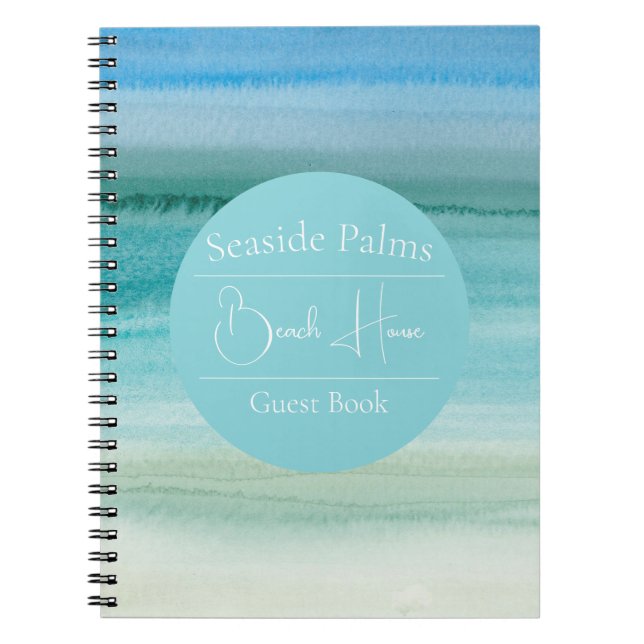 Personalised Watercolor Coastal Abstract Guestbook Notebook (Front)