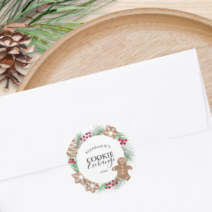 Personalised Watercolor Cookie Exchange Classic Round Sticker