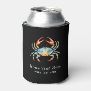 Personalised Watercolor Crab Summer Beach Nautical Can Cooler