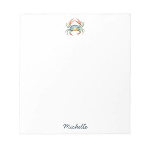 Personalised  Watercolor Crab Summer Beach    Notepad