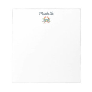 Personalised  Watercolor Crab Summer Beach    Notepad