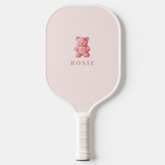 Personalised Watercolor Cute Pink Gummy Bear Pickleball Paddle