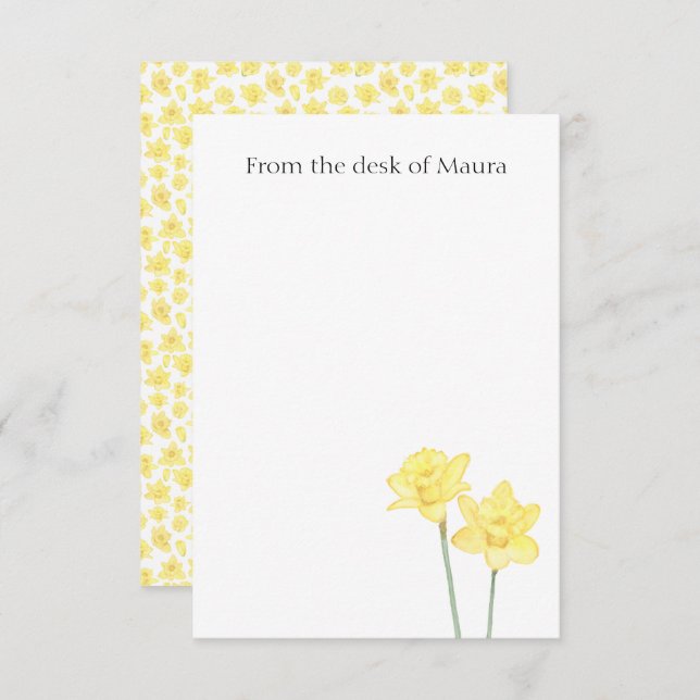 Personalised Watercolor Daffodil Thank You Card (Front/Back)
